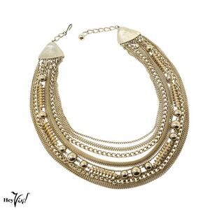 Vintage Multi Strand Chain Necklace Statement Chunky Collar Style 17" - Hey Viv